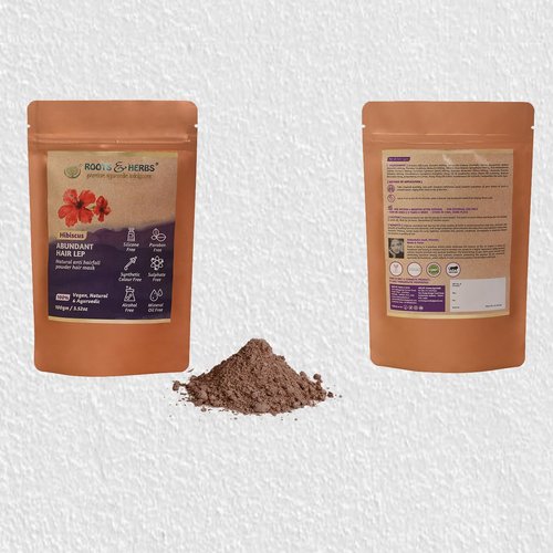 ROOTS AND HERBS Ayurvedic Hair Mask Natural Treatment 100% Vegan No Paraben Hibiscus Abundant Powder Hair Lep Home Spa Treatment Strong Hair - 3.52oz