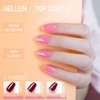 Gellen Gel Top Coat and Base Coat, 2Pcs No Wipe Gel Nail Polish Base and Top Coat, Soak Off Nail Lamp Clear Base Top Coat Long Lasting Finish Nail Art Design Home Gel Manicure Kit