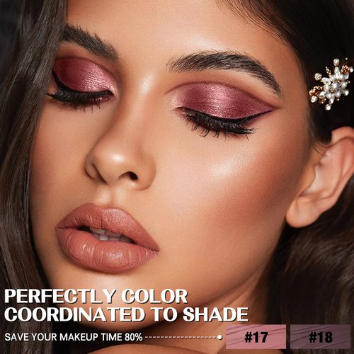 FOCALLURE 2PCS No Crease Eyeshadow Stick,Shimmer and Matte Cream Eyeshadow Pencil Crayon,Long Lasting Waterproof Eye Brightener Stick With Blending Brush,Opulent Tassels