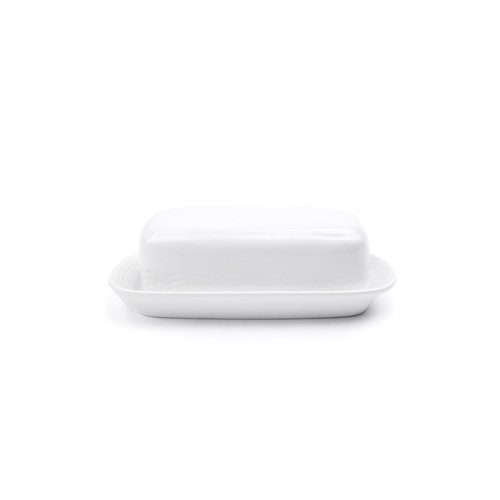 Fox Run Butter Dish, White Stoneware
