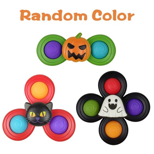 Jofan 3 Pack Halloween Suction Cup Spinner Toys Sensory Bath Toys for Toddlers Kids Halloween Treat Bags Gifts