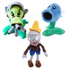 JHESAO 3 PCS Plants and Zombies Plush Brown Coat Gatling Peashooter Plush Toys Normal Zombies Ice Peashooter PVZ Plush 1 2 Stuffed Soft Doll Conehead Zombies New