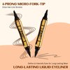 Microblading Eyebrow Pencil, Eyebrow & Eyeliner 2-in-1 Dual-Ended Eyebrow Pen with 4-Prong Micro-Fork-Tip Applicator and No-Skip Eyeliner Creates Natural-Looking Brows, Stay on All Day (Dark Brown)