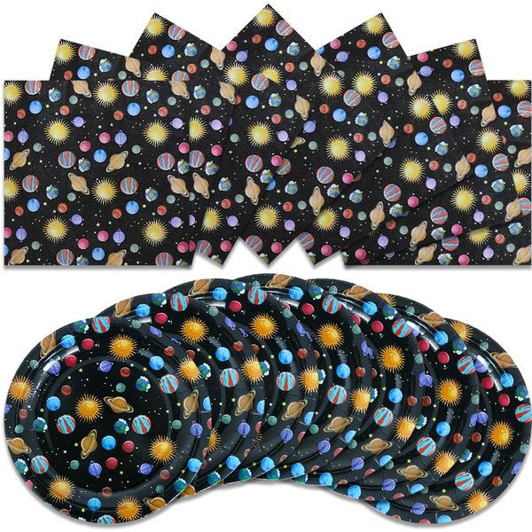 40Pcs Space Birthday Party Supplies-Party Decorations Tableware For Kids, Plate, Napkin Party Decorations Dinnerware
