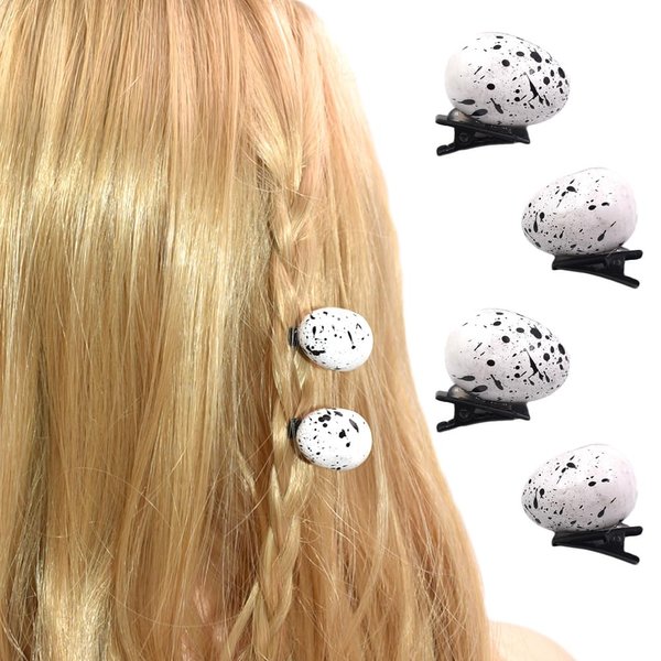 4Pcs Mini Quail Eggs Shape Hair Clips 1" Cute Funny Simulated Food Barrettes for Women Girls Small Hair Accessories