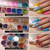 FANDAMEI Nail Art Brush, Nail Design Tools Kit with Nail Art Brushes, Nail Dotting Tools,Fine Glitter,Nail Butterfly, Nail Heart Sequins, Foil Flakes, Nail Art Rhinestones, Nail Art Decoration Kit.