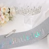 BAHABY Silver It's My Birthday Sash & Rhinestone Tiara Set Princess Birthday Sash and Tiara for Women Birthday Decorations Rhinestone Headband for Women Girls