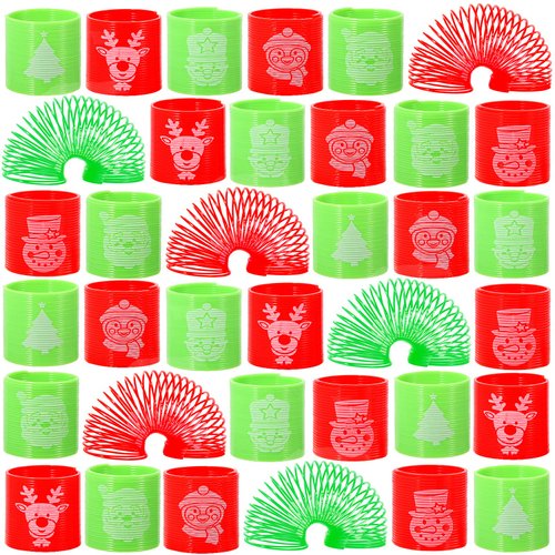 Mchochy 36PCS Christmas Coil Springs for Kids - Assorted Christmas Theme Pattern and Colors Magic Spring Toys, Christmas Party Favors, Christmas Stocking Stuffers for Kids Boys Girls