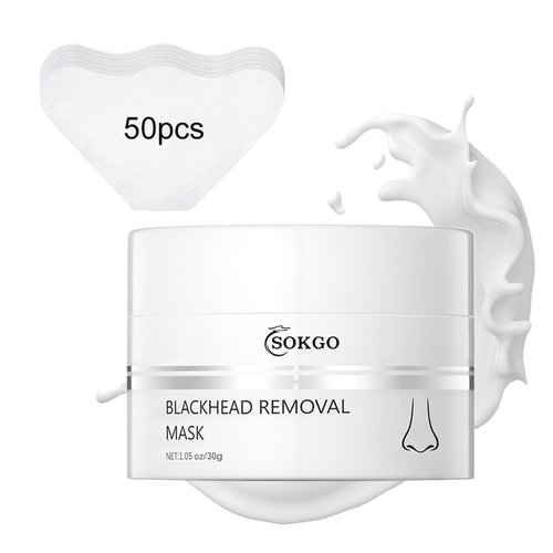 Fovcos Blackhead Removal Mask with 50 PCS Pore Strips, Deep Cleansing, Moisturizing Oil Control Shrink Remove Blackheads, Shrink Pores, Improve Skin Tone for All Skin Types (1PCS)