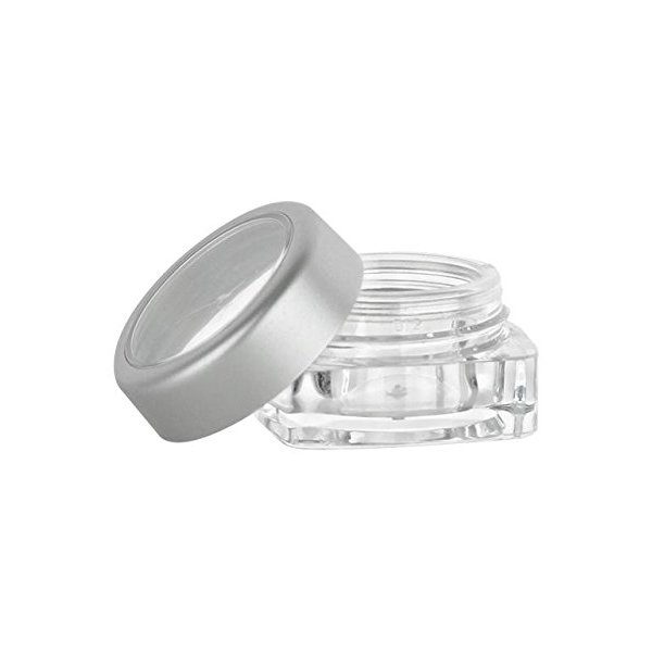 100 Pack 0.16 Oz Lip Balm Square Base Container Plastic Jar w/ Silver Window Lid