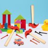 AIHSUMC 10 Pcs Kids Wooden Hammer Toy with 100 Pcs Colorful Wood Golf Tees, Small Plastic Hammer Simulation Hammers Educational Toys for Children Gift Birthday Party (Red)