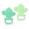 PrimaStella Silicone Cactus Teethers for Infants, Babies and Toddlers - Safety Tested - BPA Free - Cute, Soothing, Easy to Hold - Baby Teether Toy Set of 2 - Green & Neo Mint
