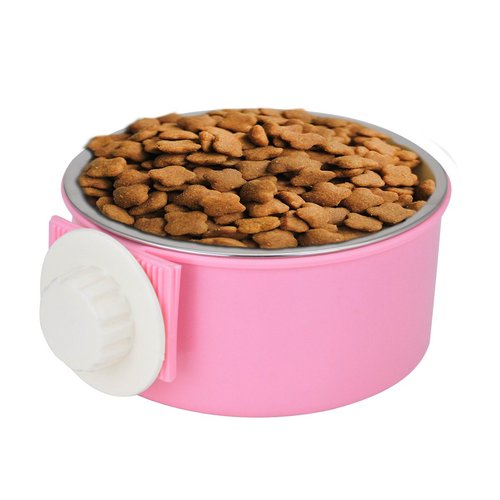 Crate Dog Bowl Removable Stainless Steel Water Food Feeder Bowls Cage Coop Cup for Cat Puppy Bird Pets