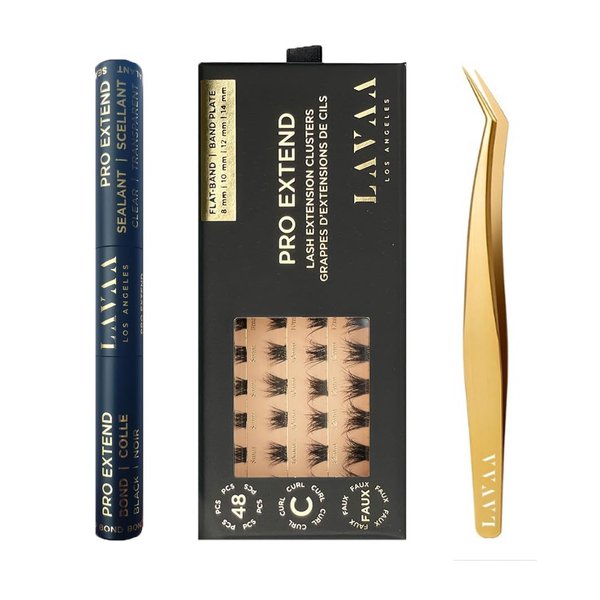 PRO Extend Lash System | 48 Lash Clusters in 4 lenghts: 8mm 10mm 12mm 14mm | Flat-Band All-Day Comfort | DIY Lash Extensions (W1 | WISPY Bundle)