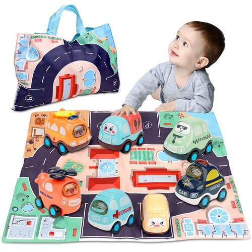 Baby Toy for 1 Year Old Boy | 7 Set Push and Go Cars Toy with Play Mat/Storage Bag for Toddlers | Early Educational Toys and Birthday Gift for 1 2 3 Years Old Boys Girls