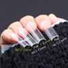 INENK Flattened No C Curve XXL Square Nail Tips, Clear Half Cover Tapered Square Straight Nail Tips Flat for Acrylic Nails Salons and DIY with a Box(10 Sizes 500PCS)
