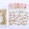 Dornail 50pcs Gold Nail Charms for Acrylic Nails, Mix Styles Shiny Pearl Alloy Nail Rhinestones Flower Butterfly Heart Star Charms for Nails Women Nail Jewels Nail Decorations for Nail Art Charms