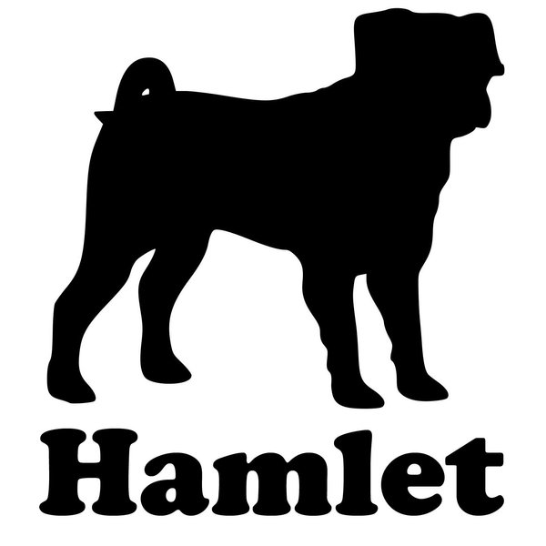 Minglewood Trading Pug Dog Vinyl Decal Sticker with Custom Personalized Name 4" x 4.5" Burgundy