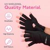SUNUV LED Gloves for Gel Nails, UPF 50+ Anti UV Gloves for Gel Nail Lamp, Professional UV Gloves for Nail Techs Black Gloves