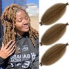 Afro Spring Twist Hair Color 27 Kinky Braiding Hair for Butterfly Locs 16 Inch 3 Packs Marley Twist Braiding Hair #27 Golden Brown Cuban Twist Hair Extension for Black Women