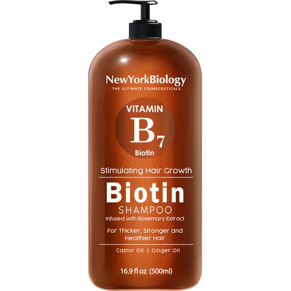 New York Biology Biotin Shampoo for Hair Growth and Thinning Hair – Thickening Formula for Hair Loss Treatment – For Men & Women – Anti Dandruff - 16.9 fl Oz