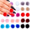 24Pcs 3D Nail Art Fluffy Craft Pom Poms Balls - Kawaii Nail Charms Nail Design Pom Pom Fur Balls Nail Accessories Women's Day Nail Charms - Nail Supply Nail Art Kit Puff Balls for Crafts