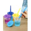 QWORK 40-Piece Spill-Proof Paint Cups with Paint Brushes - Student Painting Tools Brushes for Watercolor, Tempera, Washable, Acrylic, Crafts - Suitable for Art Classes and Preschool Art Supplies