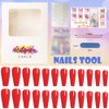 Artquee 24pcs Red Pure Color Ballerina Long Coffin Glossy Fake Nails Press on Nail False Tips Manicure for Women