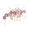 Hair Side Combs Bride Wedding Hair Comb Flowers Pearl Bridesmaids Hair Piece Accessories Vintage Bridal Hair Clips for Women and Girls (Purple)