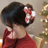Christmas Claw Clips Christmas Hair Accessories 1 Pcs Plush Hair Claw Clips with Tassel Xmas Plaid Bows Hairpins Nonslip Claw Clip with Bells Cute Rhinestone Red Hair Claws for Women Girls