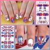 DANNEASY 16 Sheets 4th of July Independence Day Nail Polish Stickers Full Nail Wraps Self Adhesive Nail Polish Strips Gel Fingernail Sticker Nails for Women with Nail File, Cuticle Stick