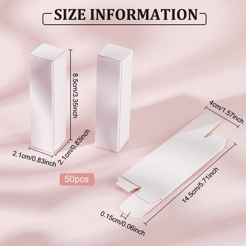 BENECREAT 50 Pack White Lipstick Case 0.8x0.8x3.4 Inch Paper Essential Oil Packaging Box, Lip Gloss Packaging Box for Lipstick Bottle Packaging Gift Makeup Tube Storage