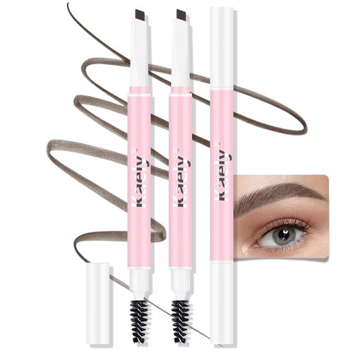 AMY'S DIARY 3pcs Eyebrow Pencil Retractable Definer, Medium Brown, Dual-Sided Brow Brush, Fine Tip, Shapes, Defines, Fills Brow Makeup Flapiz Para Cejasills (medium brown)