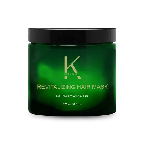 Keralove Revitalizing Hair Mask - Tea Tree Deep Conditioner - Moisturizes & Protects Hair & Scalp - with Soy Protein, Vitamin E, Collagen, Keratin & Coconut Oil - 16 oz