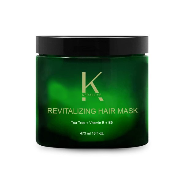 Keralove Revitalizing Hair Mask - Tea Tree Deep Conditioner - Moisturizes & Protects Hair & Scalp - with Soy Protein, Vitamin E, Collagen, Keratin & Coconut Oil - 16 oz