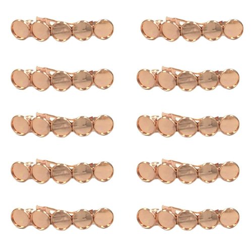 10 Pieces Metal Hair Clips with Blank Round Tray Base Fits 12mm Round Hair Clip Cabochon Settings Hair Barrettes with Blank Hairgrip Base Trays for DIY Hair Accessories Making, Rose-Gold