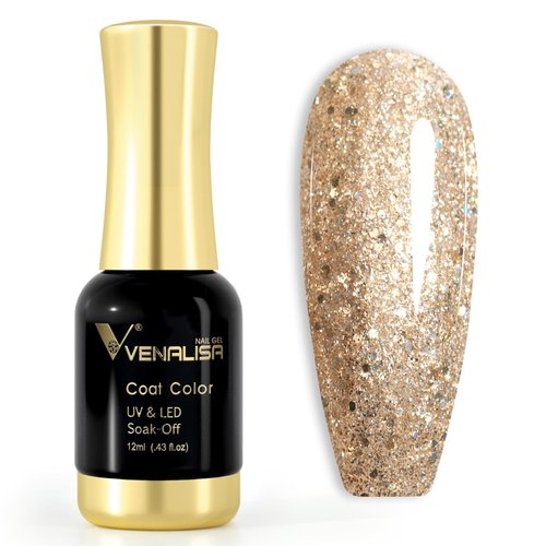 VENALISA Gold Gel Nail Polish 1 Pcs 12ml Glitter Color Gel Polish Soak Off UV Gel Salon Manicure DIY at Home Nail Art For Girls Women