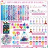Capoda 134 Pcs Mermaid Party Favors Bulk for Girls Paper Glasses Slap Bracelets Stickers Rings Grow in Water Sea Animals Bookmarks Mermaid Goodie Bag Fillers for Mermaid Birthday Gifts Party Supplies