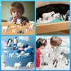 EOIVSH 12PCS Plastic Polar Animals Toy Figures, Realistic Arctic Animal Figurines for Kids, Education Sea Creature Toys Set with Polar Bear Family Emperor Penguin Family Arctic Fox Wolf
