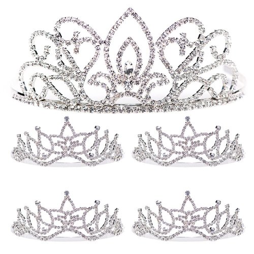 Anderson's Adela/Amara 5-Piece Crystal Tiara Set, Pageant Crowns, Wedding Tiaras, Prom Tiaras, Queen Tiara and Princess Tiara Set for Prom, Homecoming, School Dance, Award, Costume, Party, Event