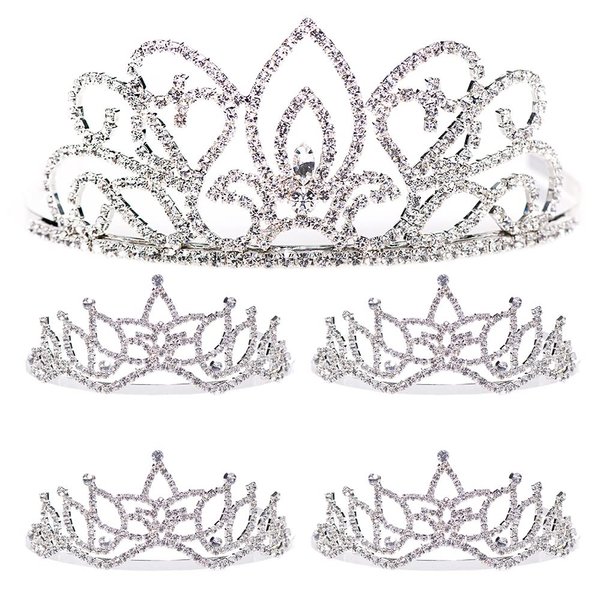 Anderson's Adela/Amara 5-Piece Crystal Tiara Set, Pageant Crowns, Wedding Tiaras, Prom Tiaras, Queen Tiara and Princess Tiara Set for Prom, Homecoming, School Dance, Award, Costume, Party, Event