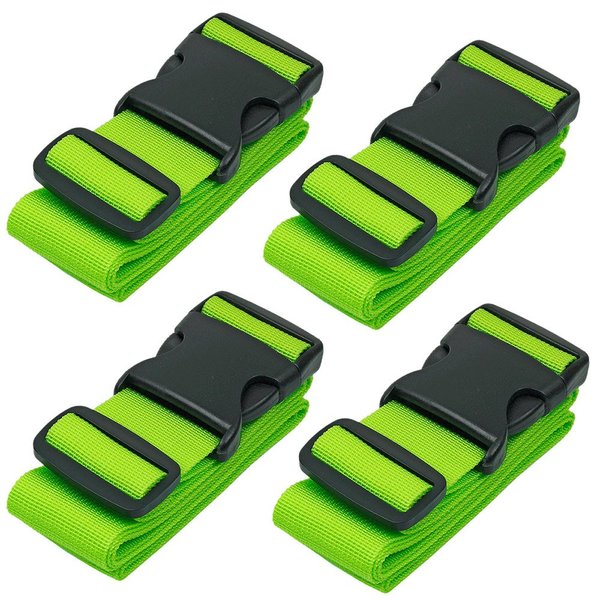 BlueCosto Luggage Straps for Suitcases Travel Belt Suitcase Strap, 4-Pack, Green