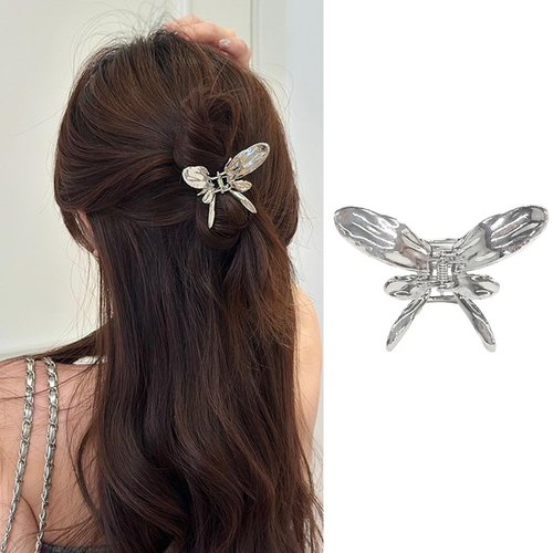 Kistreao Butterfly Hair Clips Silver Hair Claws Metal Butterfly Hair Jaw Clamp Nonslip Hair Grab Clips Elegant Hairpin for Women Girls Thick Thin Hair Accessories