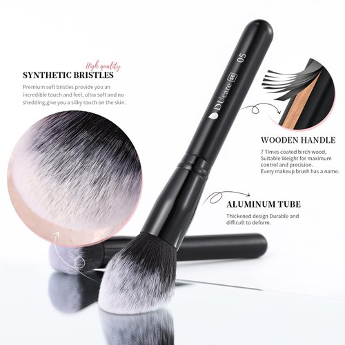 DUcare Makeup Brushes, 15Pcs Premium Synthetic Kabuki Makeup Brush Set, Professional Foundation Concealers Powder Blush Blending Face Eye Shadows Black Brush Sets