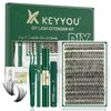 DIY Lash Extension Kit KEYYOU 300Pcs Individual Eyelash Extension Kit 40D 0.07C Curl 9-18MIX Lash Clusters Kit with Lash Glue Remover Applicator Easy to Use for Beginners(Kit-40D-0.07C,9-18MIX)