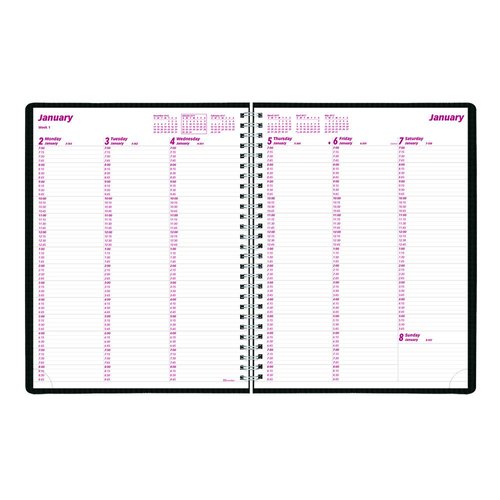 Brownline DuraFlex 2017 Weekly Planner, Twin-Wire, Black, 11 x 8.5 inches (CB950V.BLK-17)