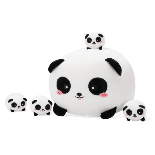 AtoBaby Cute Panda Stuffed Animals 16 Inches with Four Panda Babies in Mommy‘s Belly, Super Soft Panda Plush Toy Pillow for Kids Birthday