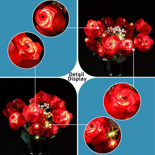 BrickSoul Led Light Kit for Lego Rose Bouquet Set, Flower Building Set 10328 Building Set Lego Light Kit, Light Up Legos - NO Lego Blocks Set (Classic Version)