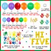 Hi Five Birthday Party Decorations Boy Girl - 5th Birthday Decorations Balloon Garland Kit with Hi Five Foil Banner, Handprint Sticker Glitter Cake Topper for Five Birthday Party