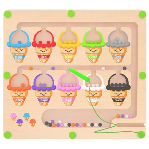 Zarniiosoi Magnetic Color and Number Maze，Montessori Toy，Toddler Fine Motor Skills Toys，Wooden Magnet Counting Puzzle Board，Learning & Educational Toys for Preschoolers Boys Girls 3 4 5 Years Old